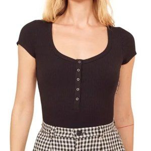 reformation rawson bodysuit top size extra small black